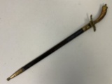 ANTIQUE GERMAN HUNTING DAGGER SHORT SWORD HIRSCHFANGER WITH ETCHED BLADE