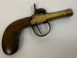ANTIQUE CIVIL WAR PERIOD BELGIAN BRASS PERCUSSION BOOT PISTOL