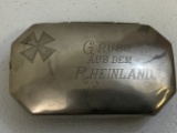 ANTIQUE WWI ERA IMPERIAL GERMAN SILVER PLATED BOX WITH 1914 IRON CROSS
