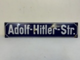 NAZI GERMANY ADOLF HITLER STR. PORCELAIN STEET SIGN