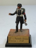 VINTAGE GERMAN SS OFFICER LEAD SOLDIER FIGURE ON DISPLAY STAND