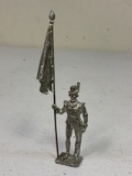 UNPAINTED  LEAD TOY SOLDIER WITH FLAG