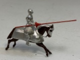 PAINTED LEAD MEDIEVAL KNIGHT ON HORSE