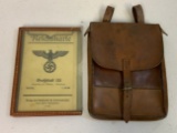 WWII GERMAN BROWN LEATHER LUFTWAFFE 1943 MAP CASE WITH MAP