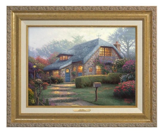 Lilac Cottage Canvas Gold Framed by Thomas Kinkade