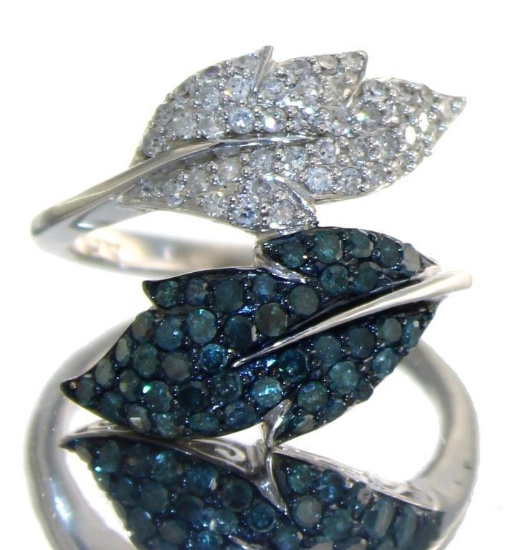 Elegant 1.00 ct Blue & White Diamond Designer Ring