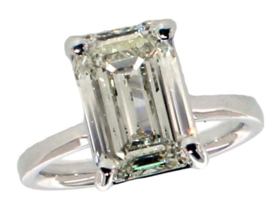 14k Gold 7.23 ct Emerald Cut Lab Diamond Ring