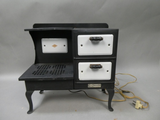 Antique Empire Metal Ware Child's Toy Stove w/ Enamel
