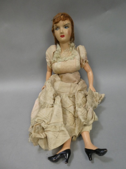 Antique Painted Composition Head & Plastic & Soft Body Doll of Woman