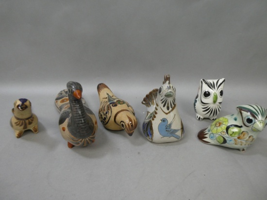 Lot 6 Vintage Tomala Mexican Hand Painted Figures of Birds