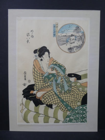 Repro Utagawa Hiroshige Descending Geese Japanese Woodblock Print