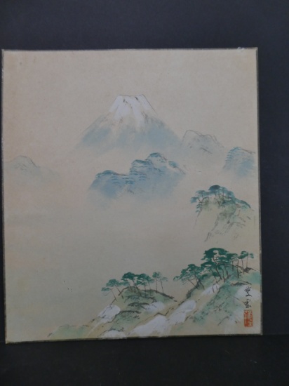20th Century  Unread Japanese Painting Mt Fuji in Mist