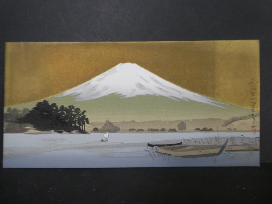 20th Century  Unread Japanese Woodblock Print Christmas New Years Card Hasegawa