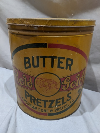 Antique Rold Gold Butter Pretzel's Tin Container