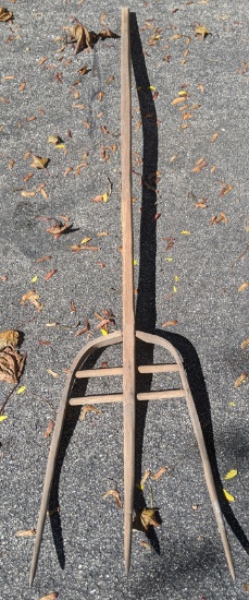 Antique Farm Primitive Wood Large Pitchfork