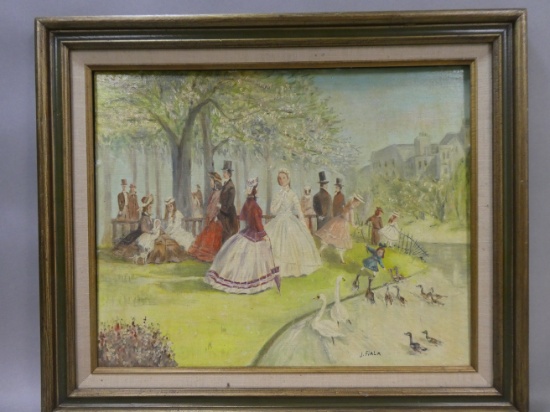 Josef Fiala English Park Scene Oil Painting