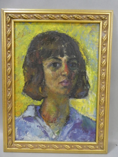 Vintage Impressionist Russian Portrait of Girl Painting