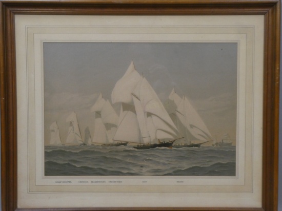 Vintage Fred Cozzens American Yacht Race Color Print
