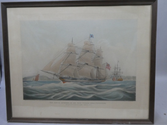 Antique 1835 Rosenberg Engraving Samuel Enderby Sailship by WJ Huggins
