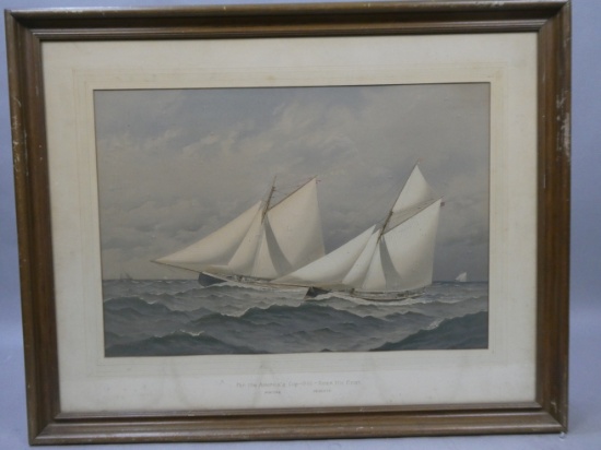 Vintage Fred Cozzens 1885 America's Cup Puritan vs Genesta Color Print