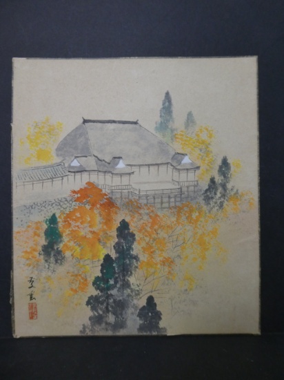 20th Century  Unread Japanese Painting Fall Scene
