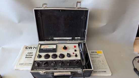 SENCORE CR70 Universal CRT Analyzer Restorer BEAM BUILDER with Instruction Book & Adaptors