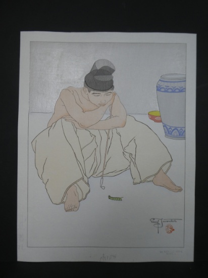 1936 Paul Jacoulet Japanese Woodblock Print La Chenille