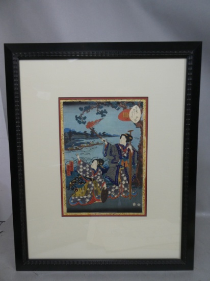 Original 19th Century Utagawa Kunisada II Japanese Woodblock Print No 18 Matsukze