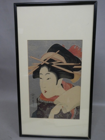 Repro Kitagawa Utamaro Japanese Woodblock Print A Matchless Beauty