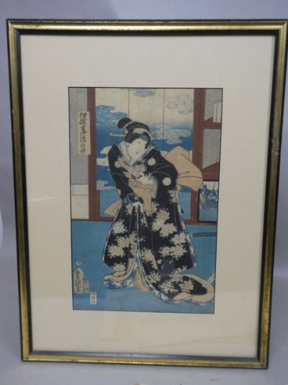 Original 19th Century Utagawa Toyokuni III Japanese Woodblock Print Kabuki Actor