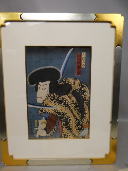 Original 19th Century Utagawa Toyokuni III Japanese Woodblock Print Kawarasaki Ginjuro I