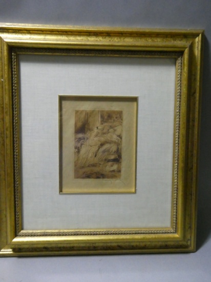 Louis Icart Timid Sweetheart Pencil Signed Etching