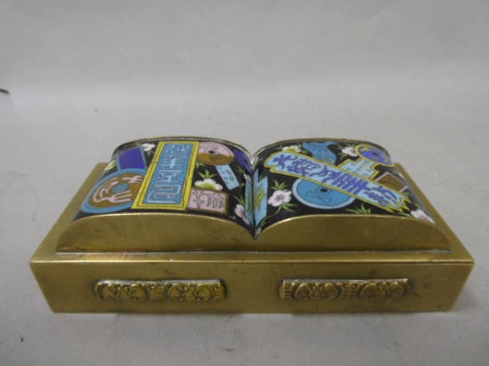Early Chinese Emperor Guang Xu Brass & Enamel Cloisonne Box
