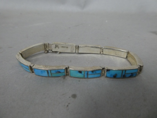 Charles Willie David Rosales Designs Sterling Silver & Turquoise Bracelet