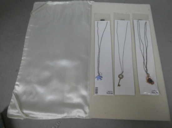Mooby 925 Silver Set 3 Necklaces Salesman Sample