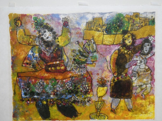 Theo Tobiasse I Cross a City on a Paper Horse Ltd Ed Lithograph