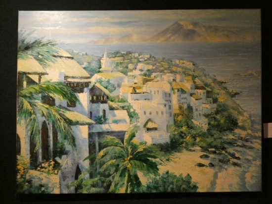 Amos Greek Shore Greece Coastal View Oil Painting