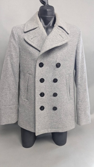 Burberry Mens Gray Wool Peacoat Size 54