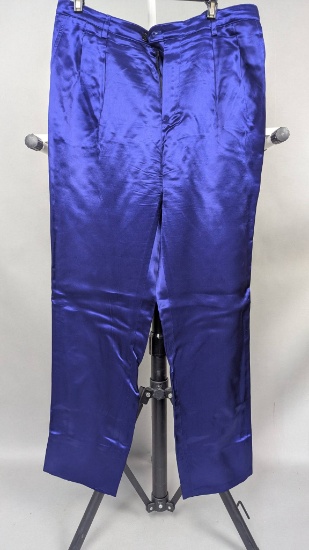 Saint Laurent Paris Mens Blue Satin Trousers, Size 50