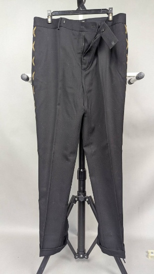 Saint Laurent Paris Black Wool Pants with Gold Detailing