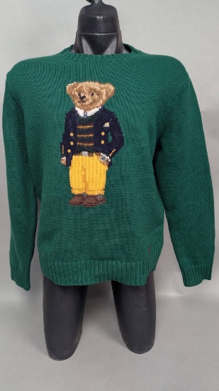 Polo Ralph Lauren Green Sweater with Bear Motif