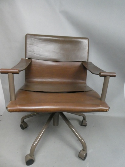 Vintage Cofemo Italy Brown Leather Office Chair
