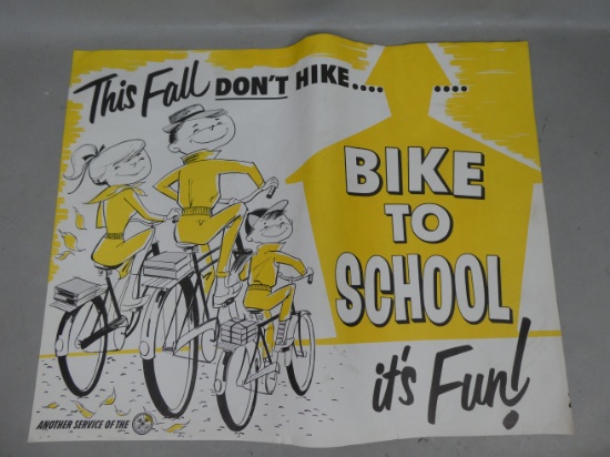 NOS Vintage BWDA The Fall Don't Hike Bike to School It's Fun Poster