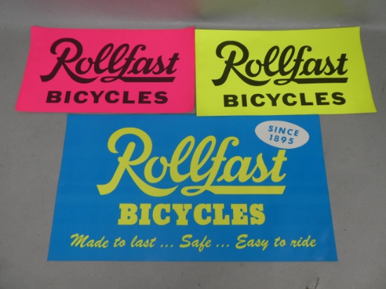 Lot 3 NOS Vintage Rollfast Bike Bicycles Small Posters