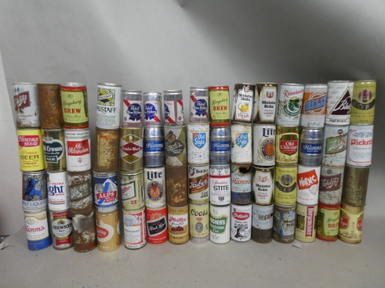 Large Lot 60 Assorted Vintage Beer Cans Pabst Old Style Blatz Billy etc