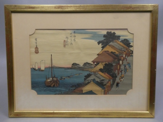 Repro Ando Hiroshige Japanese Woodblock Print Seaside Village