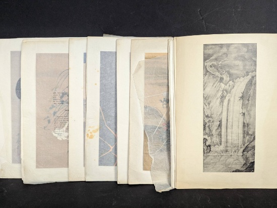Set of 17 Japanese Woodblock Prints from Book of Famous Paintings