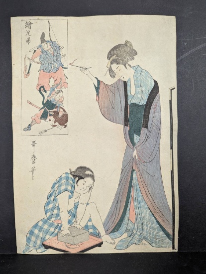 Original 19th Century Japanese Woodblock Print Eiji Brothers by Utagawa Kunisada