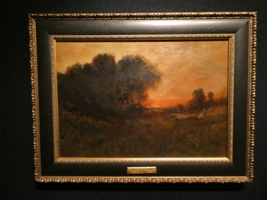 Wesley Webber Landscape w/ Sheep Oil Painting