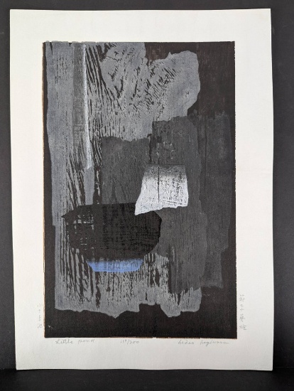 Hideo Hagiwara Japanese Woodblock Print Little Pond 134 of 200